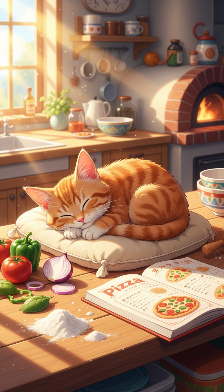 A Cat Baking Pizza
