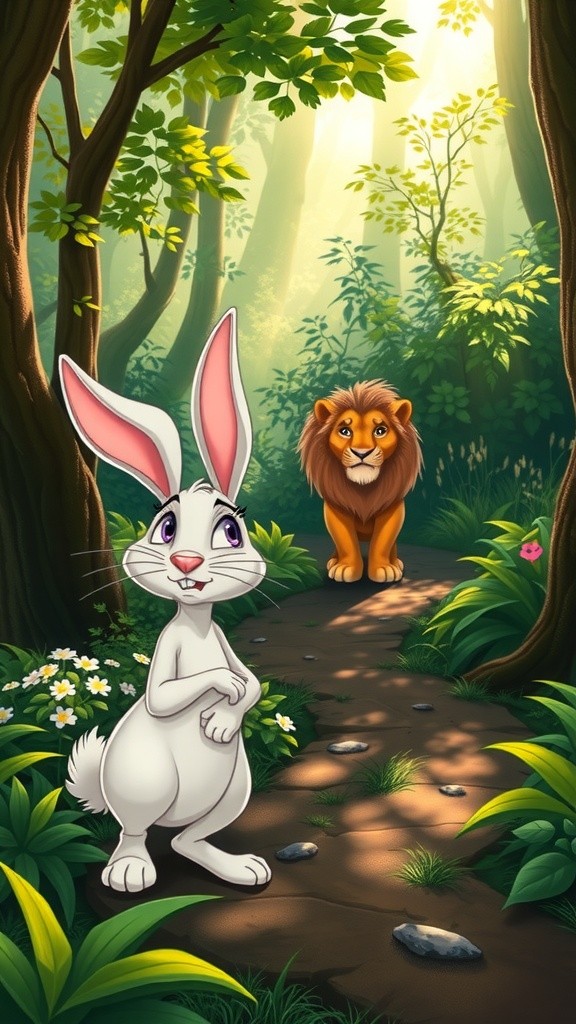 शेर की मूर्खता और खरगोश की चतुराई