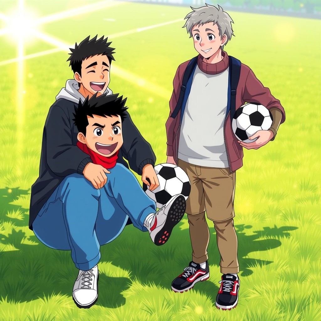 Friends Playing Football