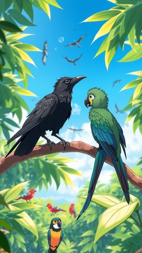 कौवा और तोता: समझदारी की कहानी