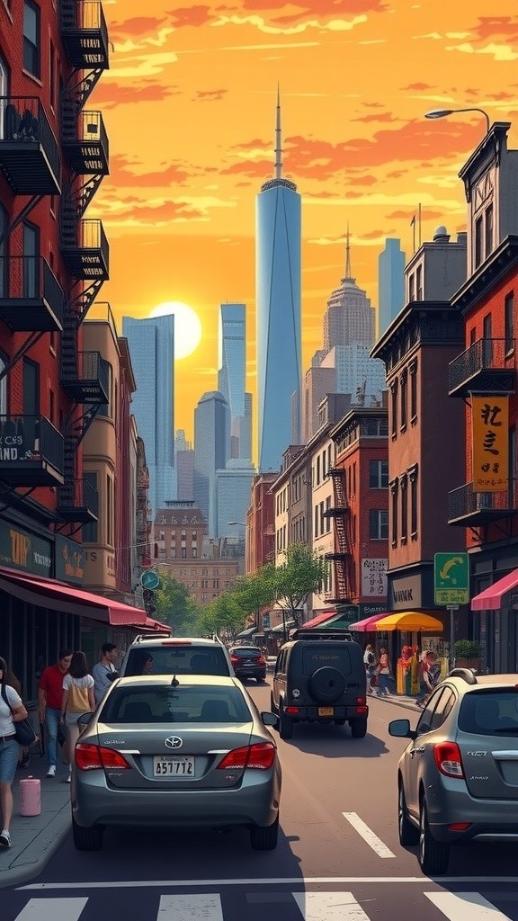 A Girl Walking in New York