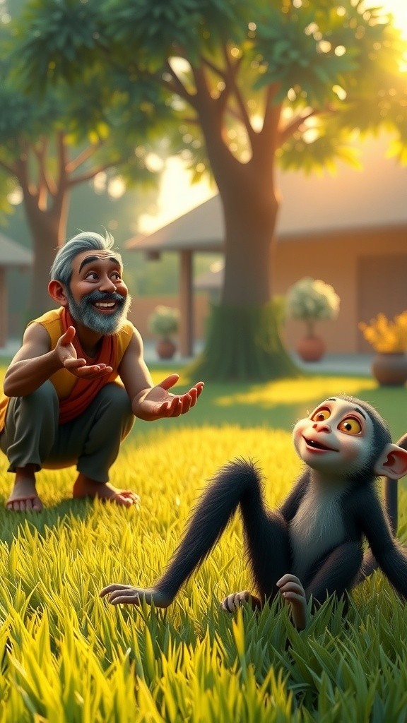 बच्चा और बंदर की दोस्ती