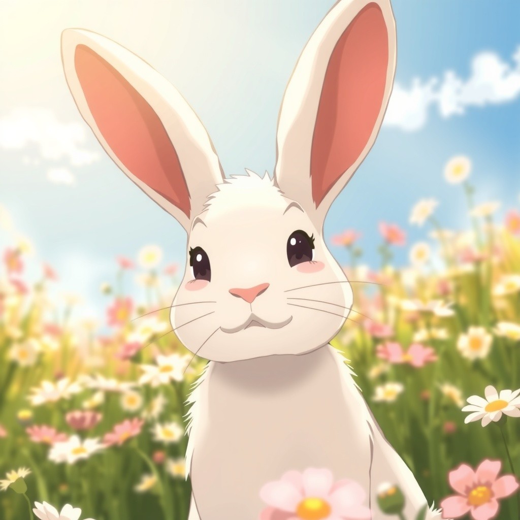 Macro Close-Up of a Rabbit's Face with Blurred Background