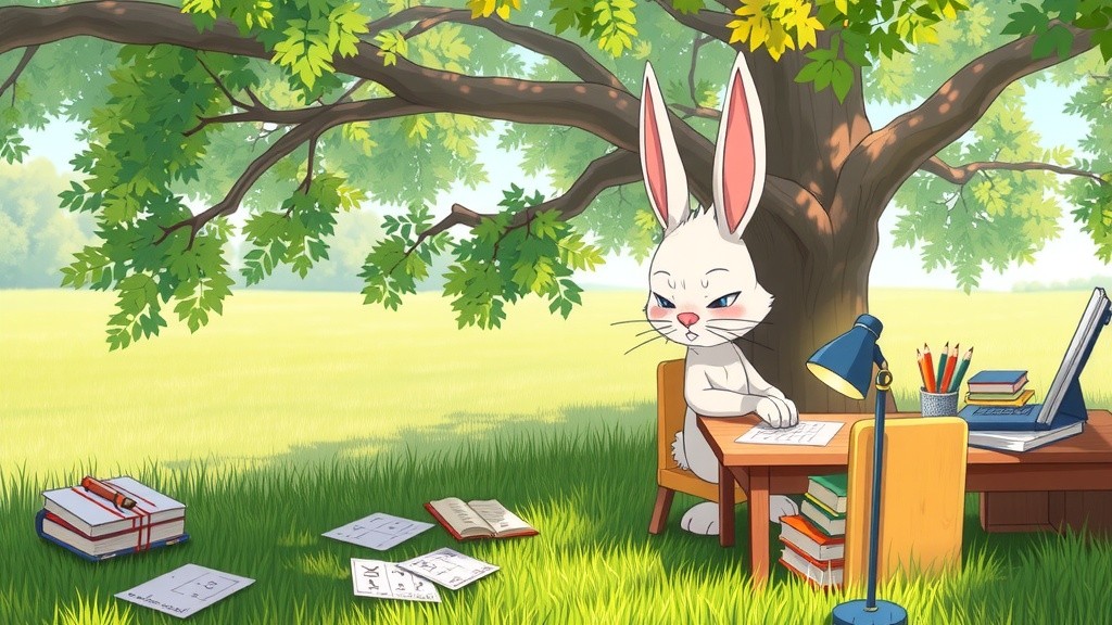 Elephant Assists Rabbit with Homework