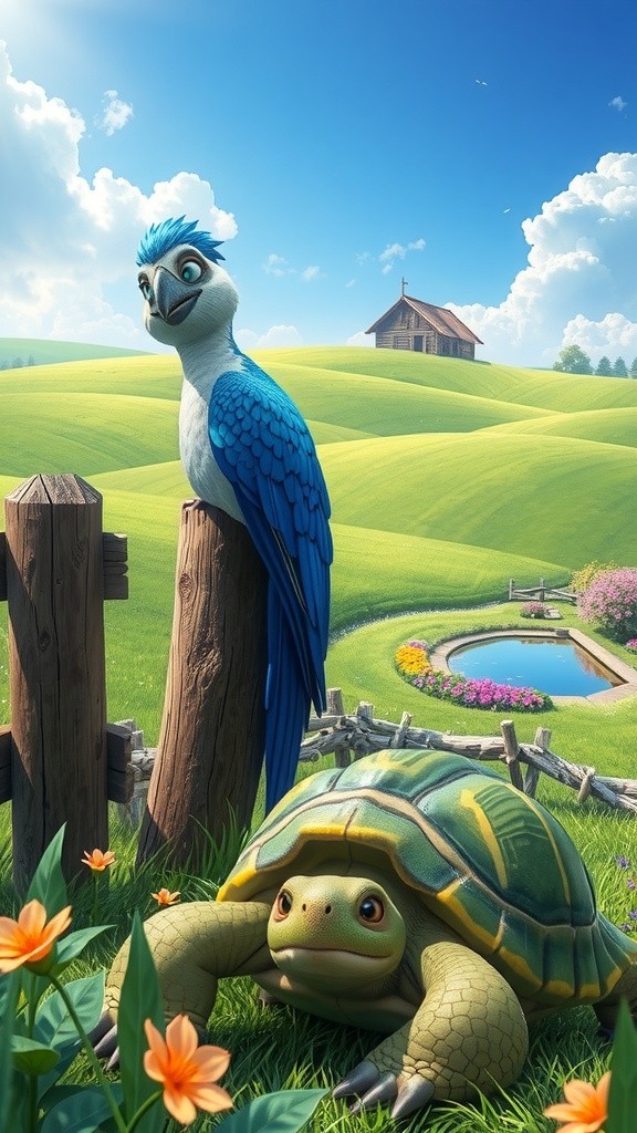 Turtle, Bird, and the Farmer's Chase