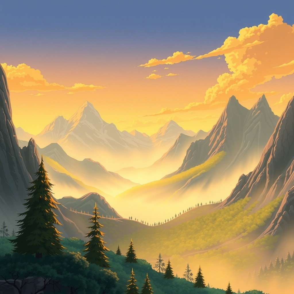 Keindahan Alam Pegunungan Saat Matahari Terbit