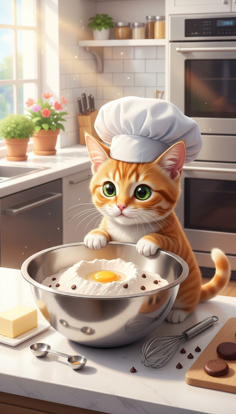 Cooking with a Funny Cat