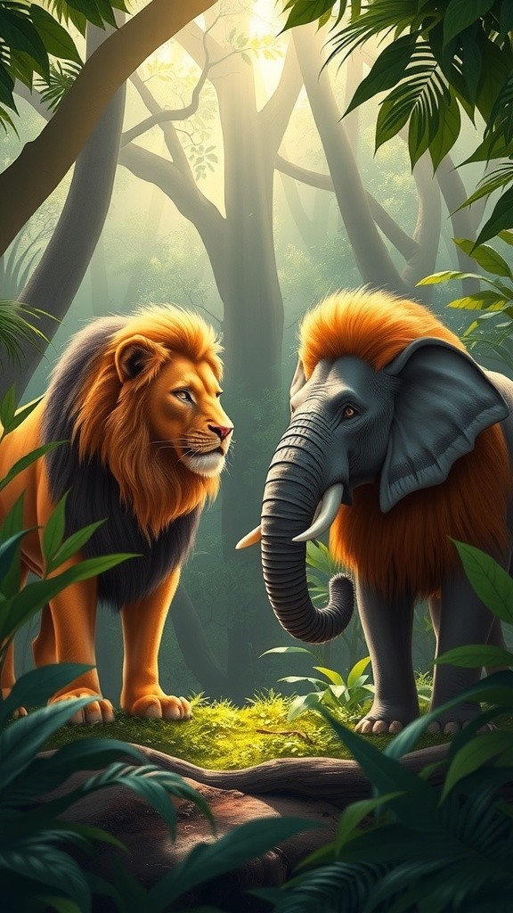 शेर और हाथी की दोस्ती