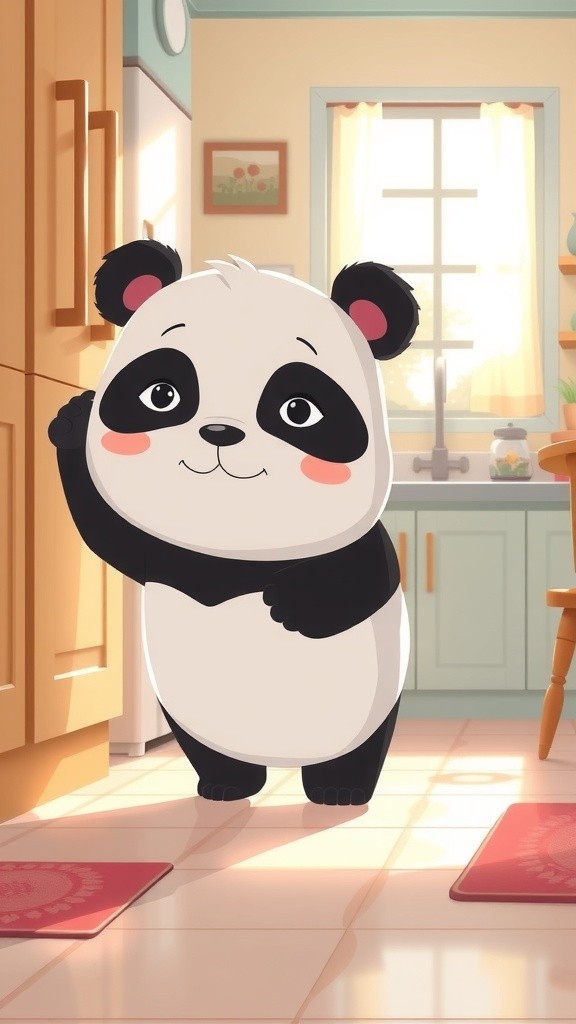 Baby Panda's Snack Adventure in the Cozy Kitchen