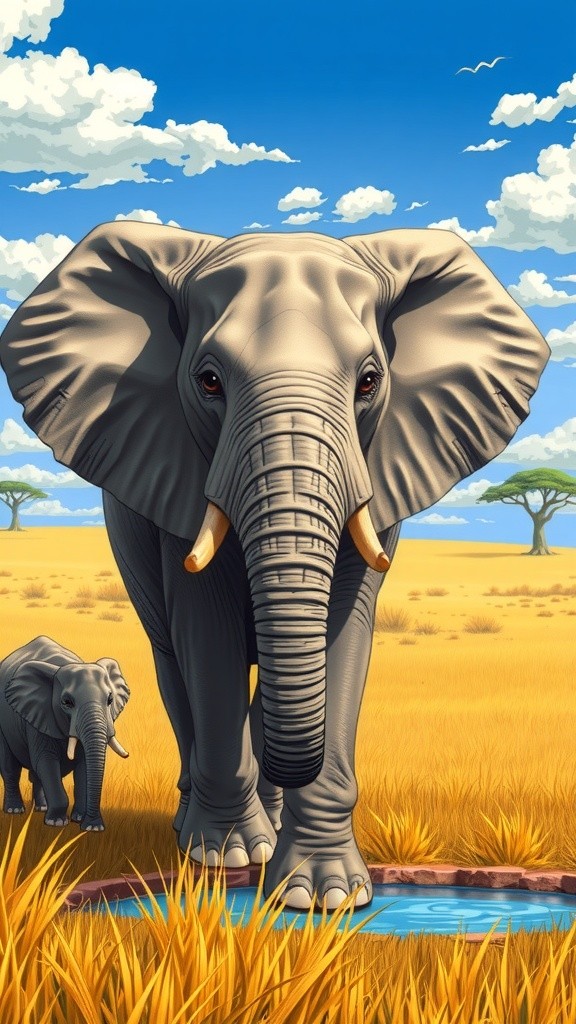 Elephant Saves Young One from Hunter