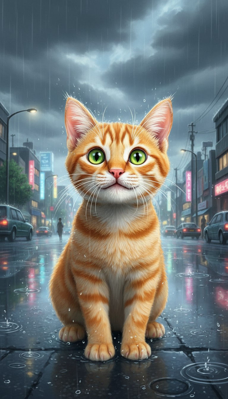 Whiskers' Rainy Shopping Adventure