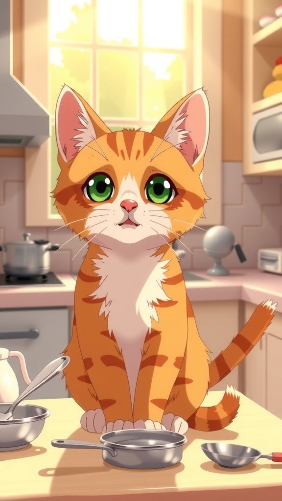 Adorable Kitten Chef: Fluffy Grey Kitten Washing Dishes in a Miniature Kitchen