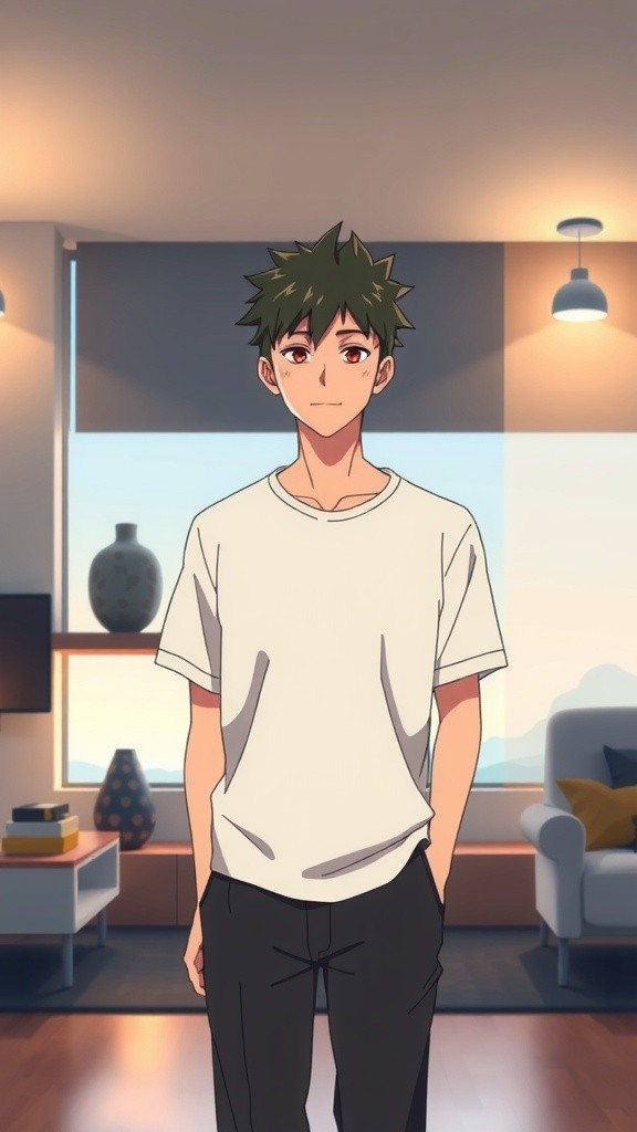 Karakter Anime Cowok Berambut Putih dengan Bunga Mawar Merah