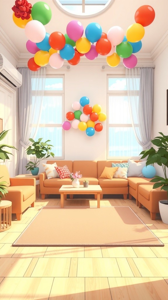 Home Teaching with Balloons: A Woman Teacher and Children Learning Together