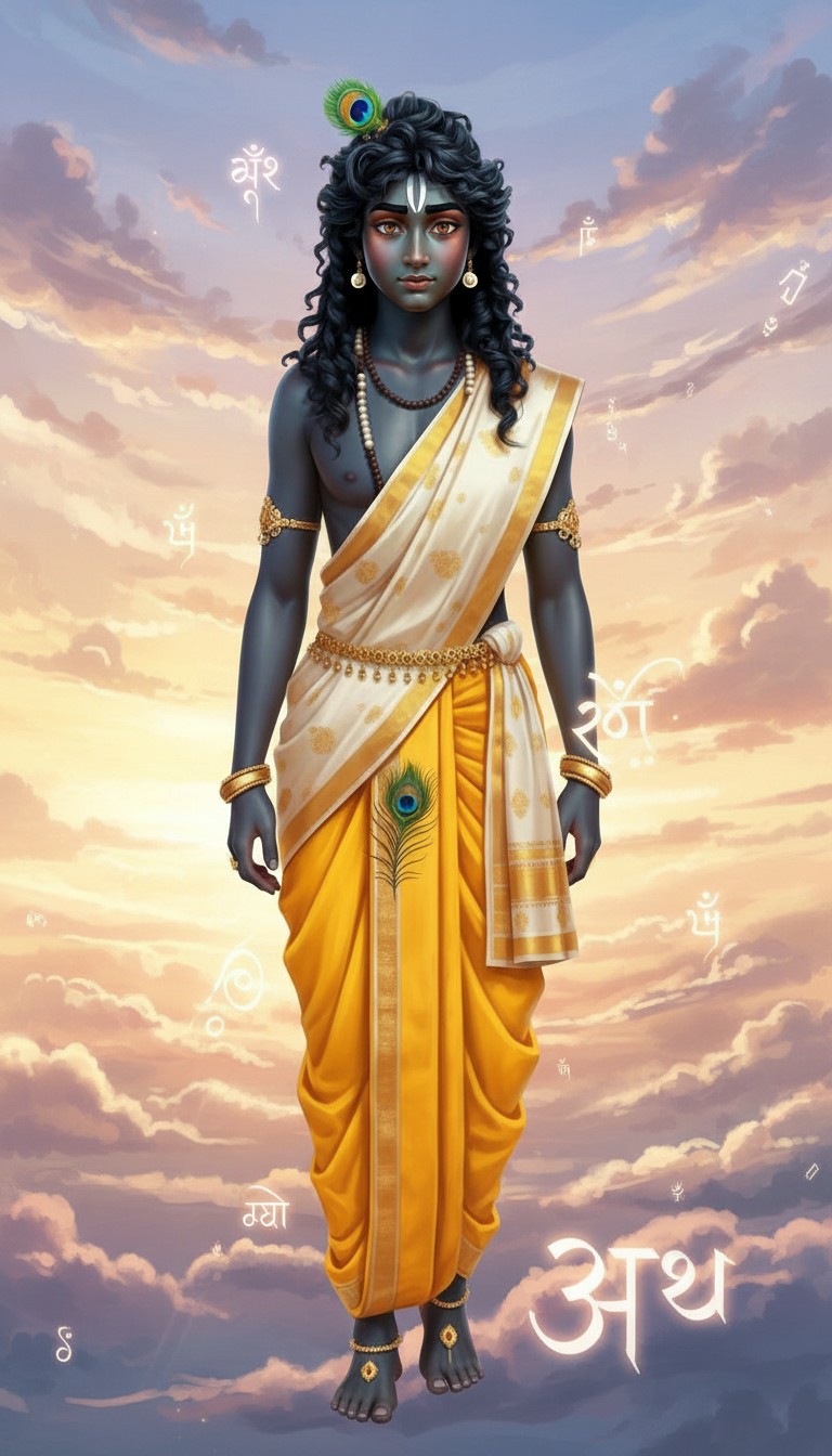 Krishna Lifts Govardhan Hill for Shelter