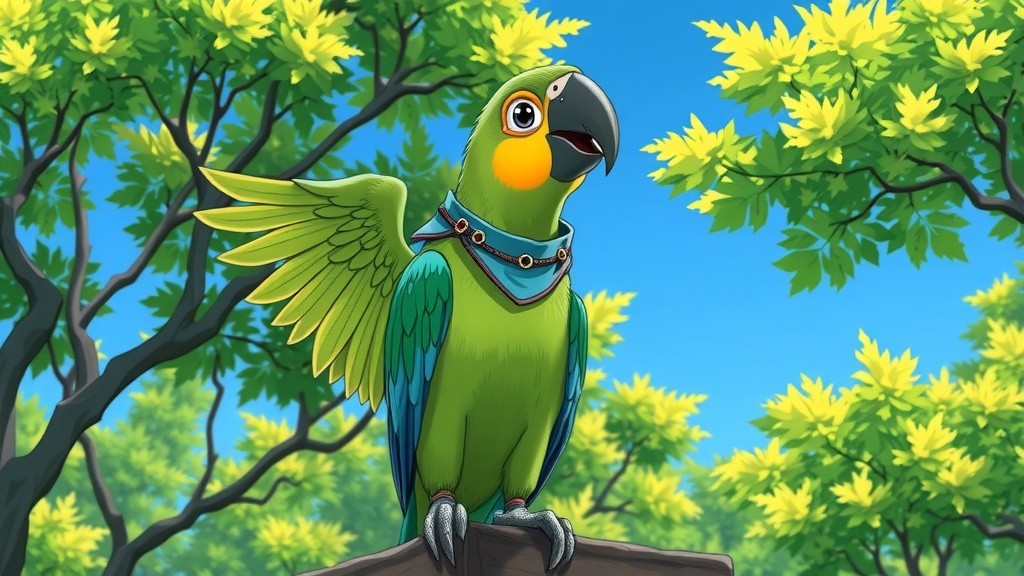 A Colorful Poem with Parrot Raja