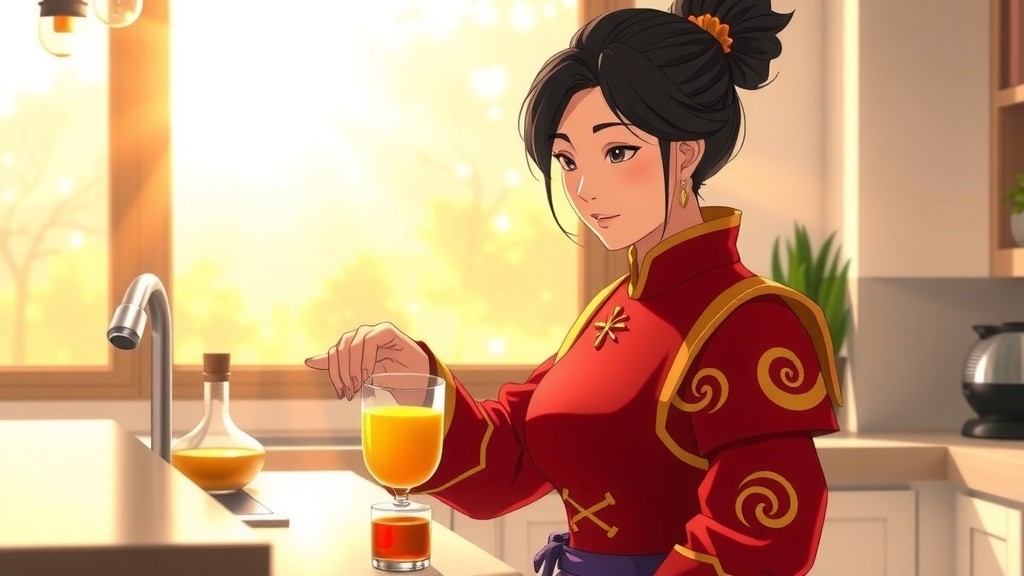 A Woman Starts Her Day with Juice