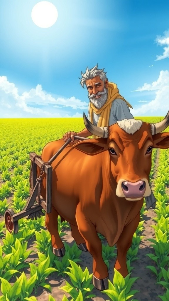 गाय और किसान: मेहनत का संगम 🌾