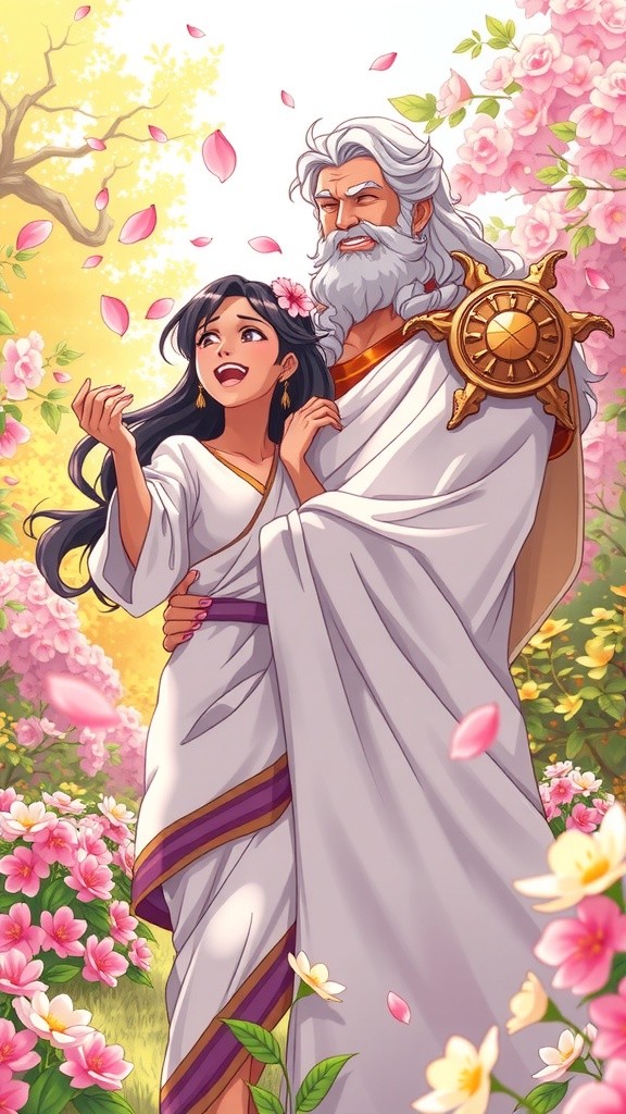 राधा और कृष्ण की बाग में हँसी और खुशबू