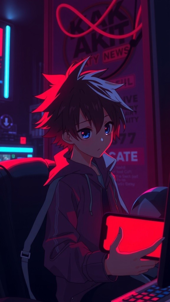 Cyberpunk Gamer Boy in the Shadows