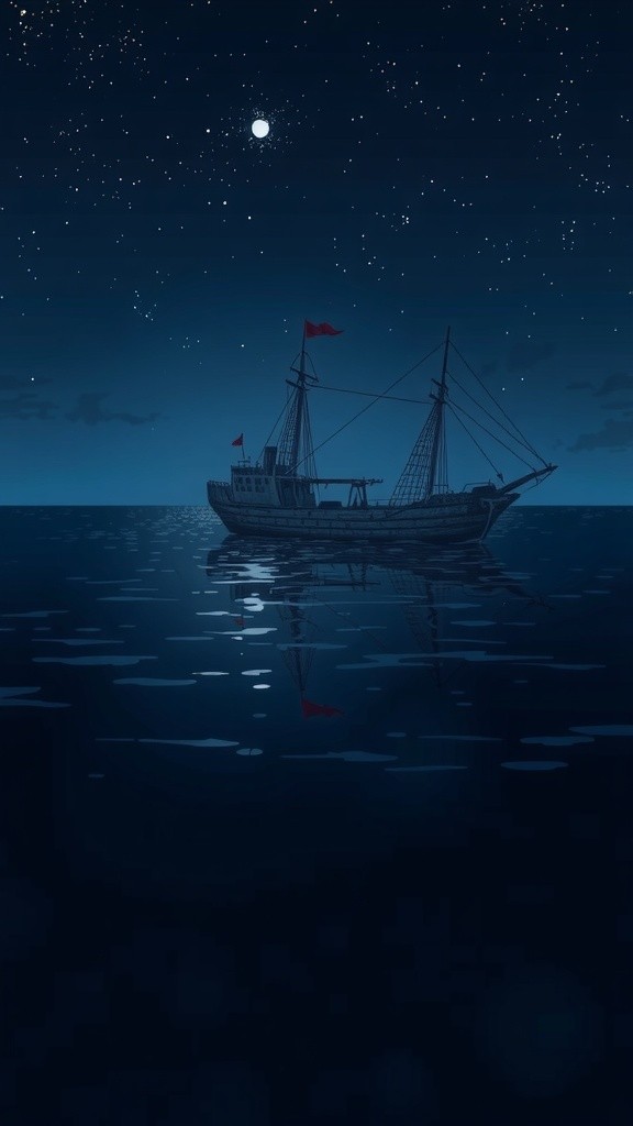 डरावना समुद्री जहाज़ और दैत्य