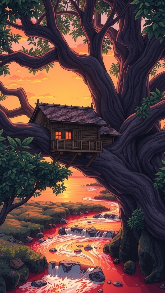 Cozy Treehouse at Sunset