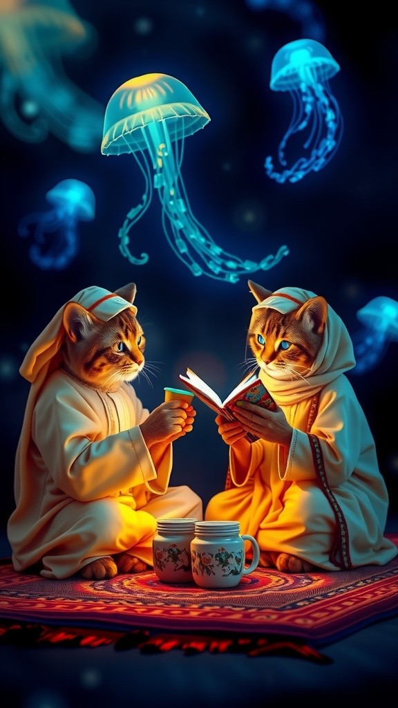 Cats Celebrating Ramadan: A Serene Gathering