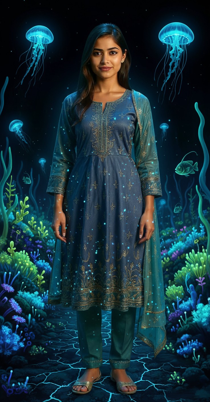 Girl Walking in Traditional Pakistani Dress