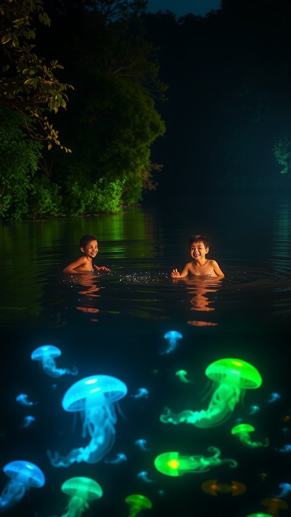 Anak Anak Melihat Ular di Sungai