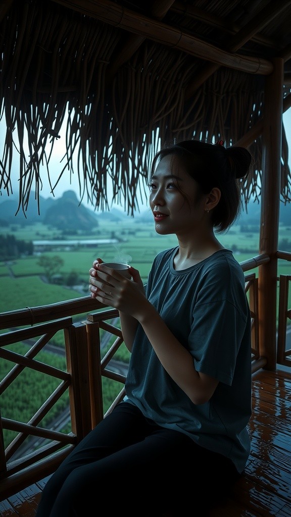 Keindahan Pagi di Teras Bambu