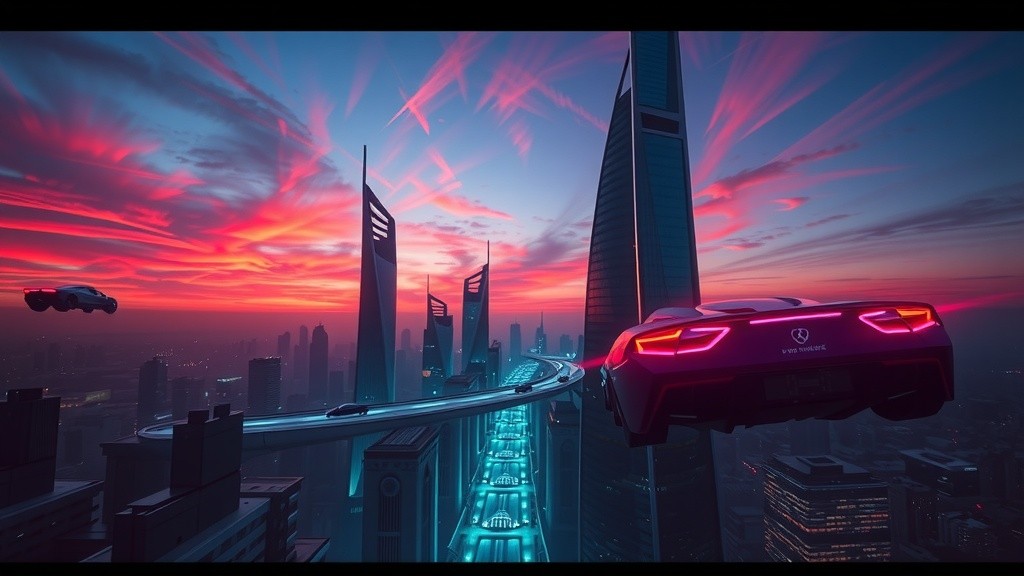 Dusk Over a Futuristic City