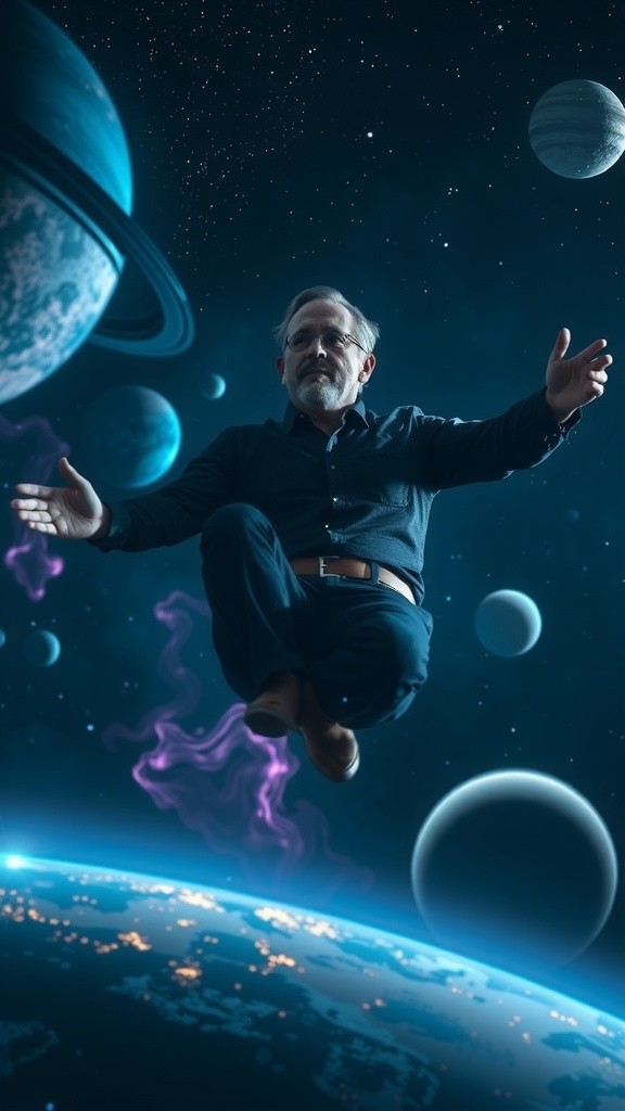 Lone Astronaut in Cosmic Serenity: A Journey Through the Stars