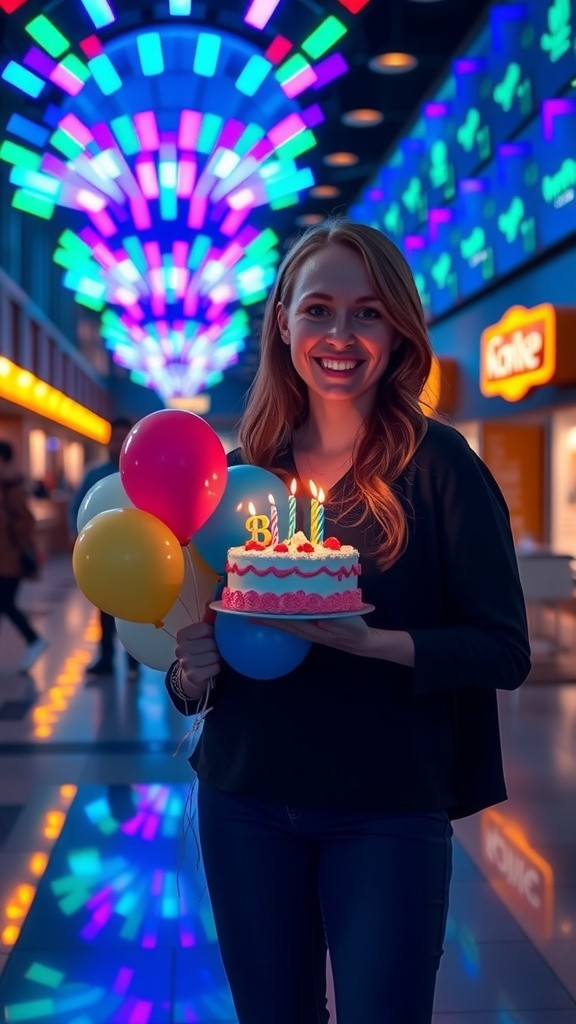 Birthday Celebration at the Cinema in a Beautiful Gown