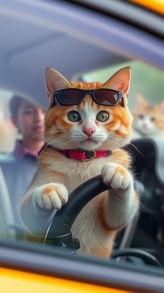 Kucing Kecil Mengemudikan Mobil: Petualangan Lucu!