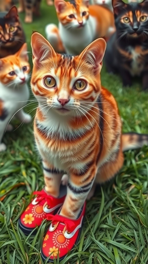Kucing Bergaya dengan Sepatu Lucu!