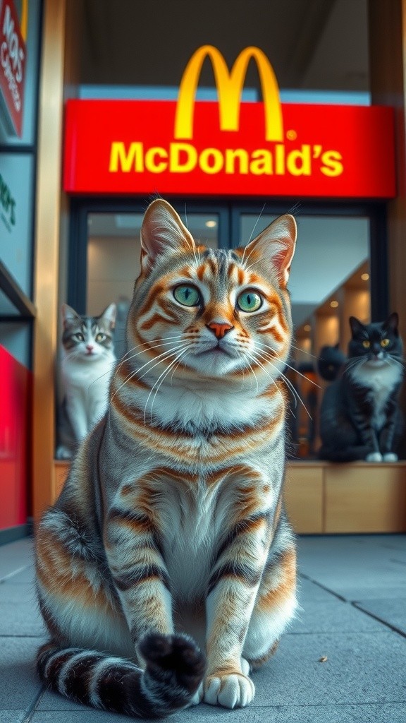 A Cat's Cheeseburger Feast