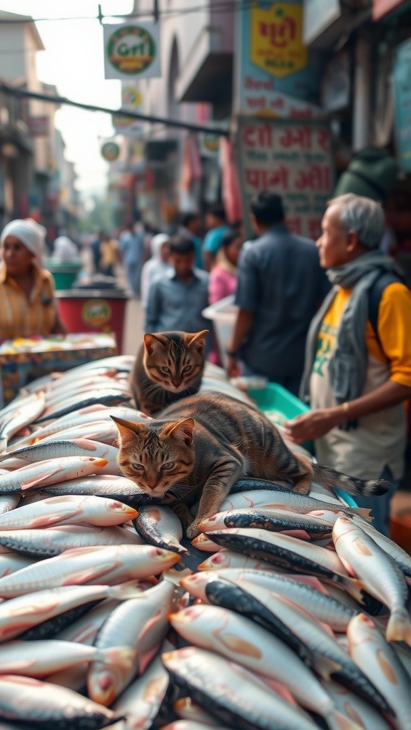 বাঘা বিড়ালের সাথে মাছের দরকষাকষি