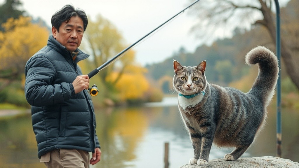 Kucing Membantu Menangkap Ikan
