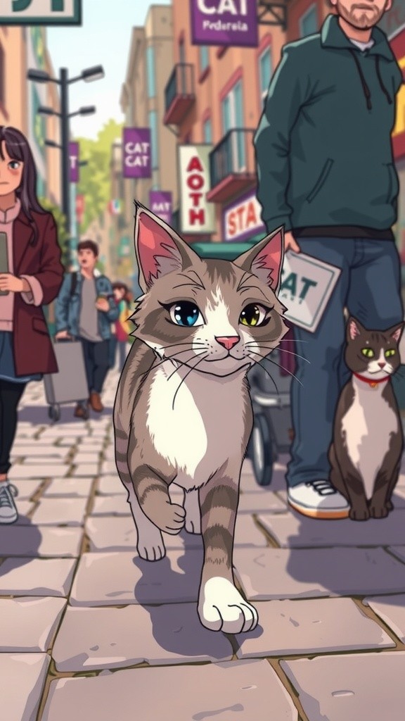 Un Chat Errant et une Vieille Dame