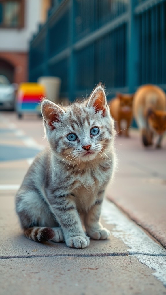 بلی کا بچہ اپنی ماں اور بھائیوں سے بچھڑ گیا