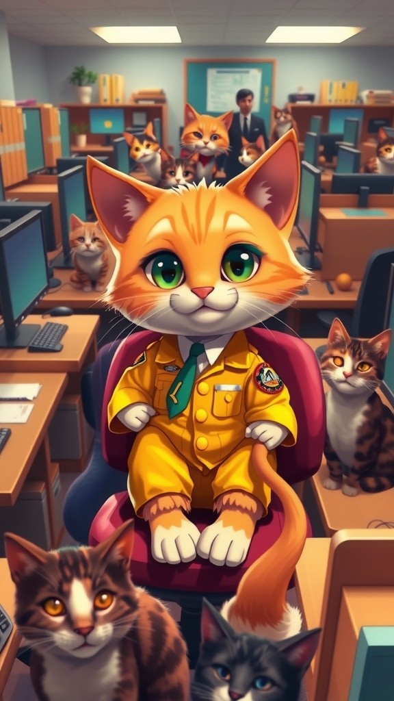 Kucing Bekerja dan Mendaftar di Damkar