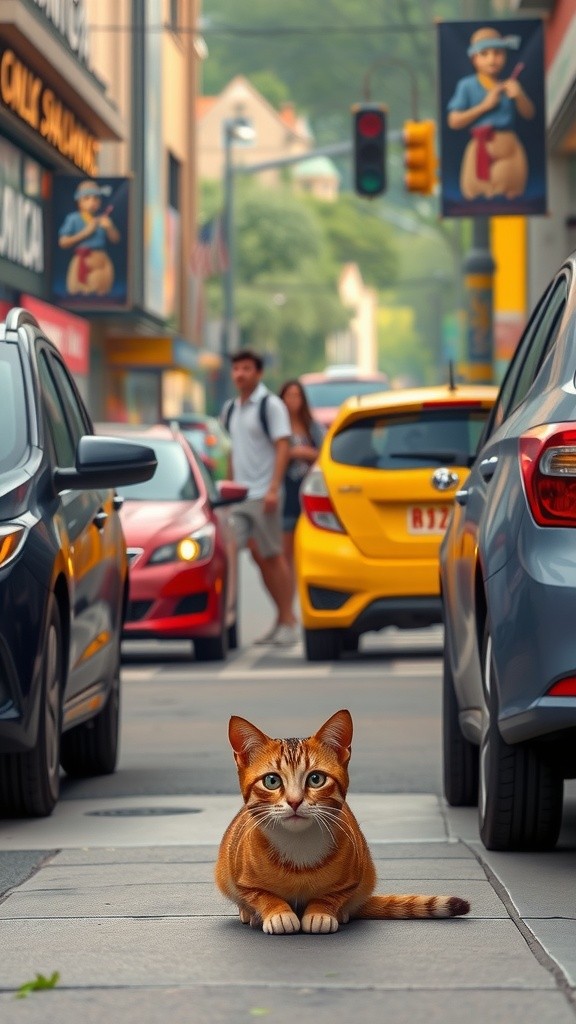 Kucing Lelah Mencari Tuannya di Jalan
