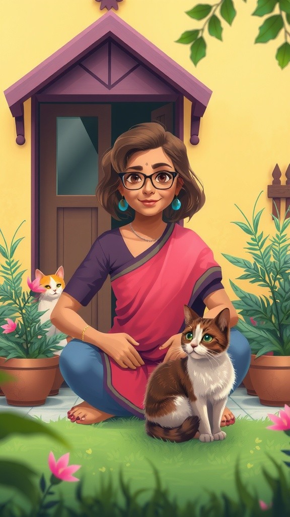 The Old Lady and the Stray Cat's Kittens