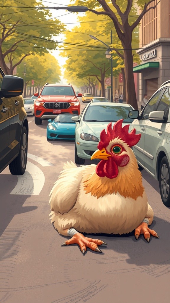 Cat Helps Hen Injured in Road Accident