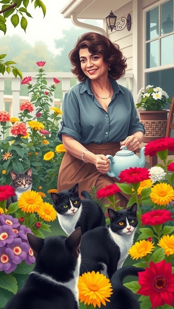 The Old Lady and the Stray Cat Family
