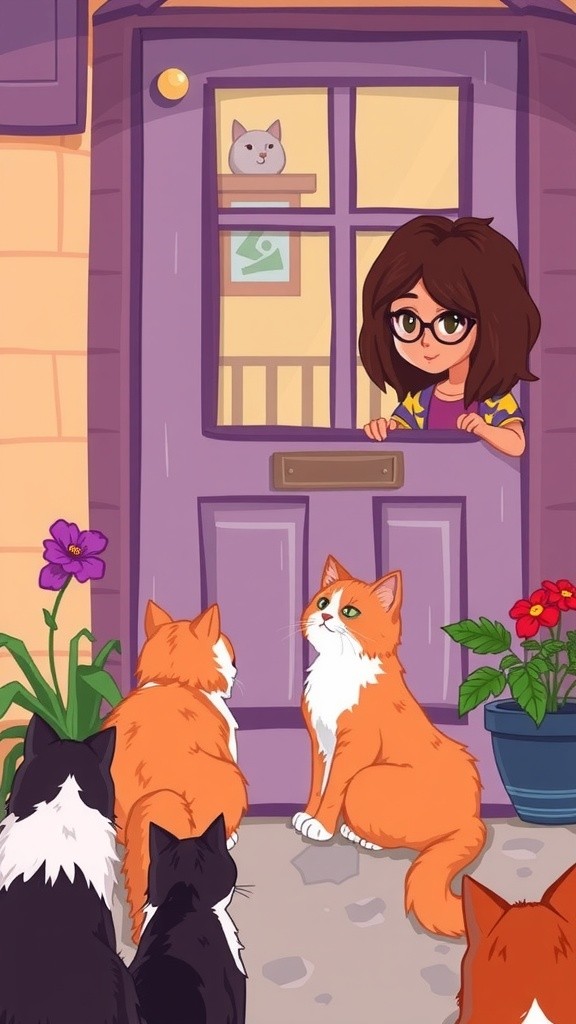 The Old Lady and the Stray Cat Kittens