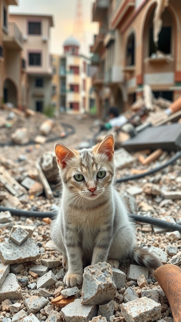 Kucing Kecil di Tengah Puing-Puing Gaza