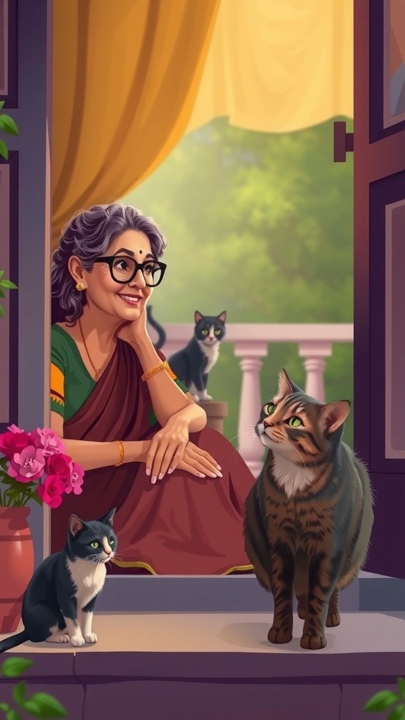 The Old Lady and the Stray Cat's Kittens