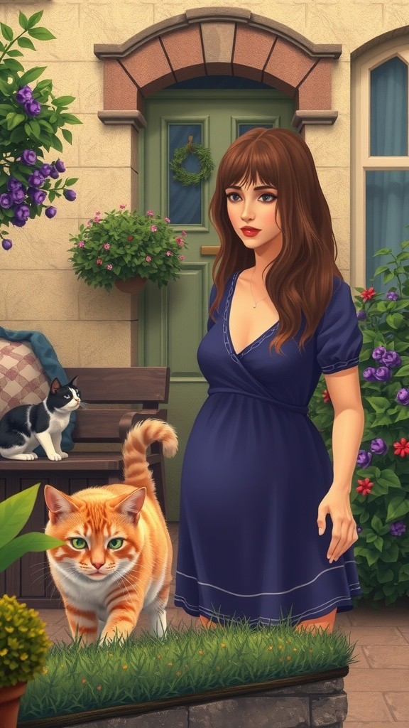 The Old Lady and Her Stray Cat Friends