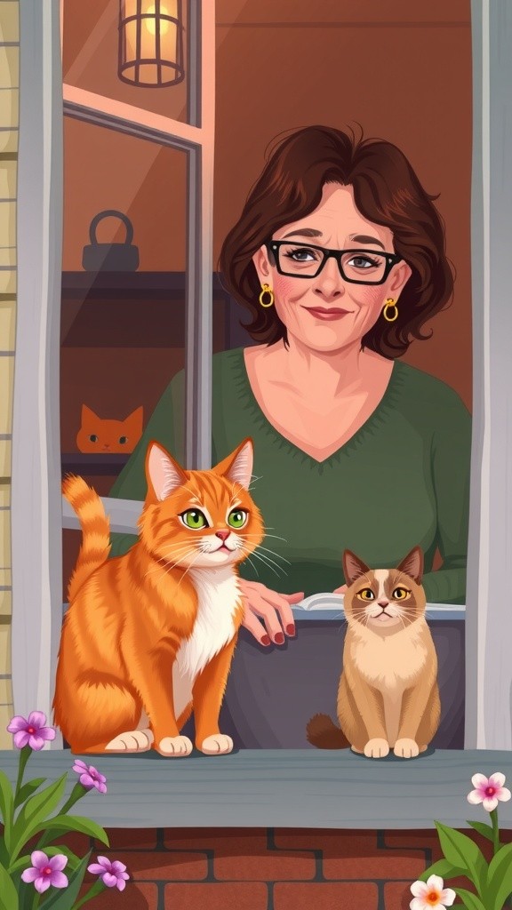The Old Lady and Her Feline Friends